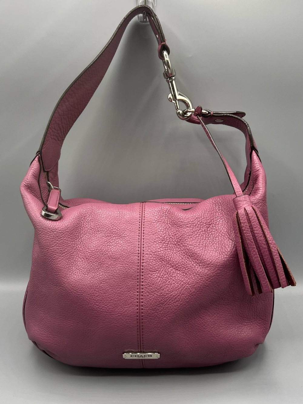 Coach Avery Rose Pebbled Leather Hobo Shoulder Bag Tassel Bag Charm